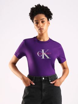 Calvin Klein - Purple Logo Regular Fit Cotton T-Shirt