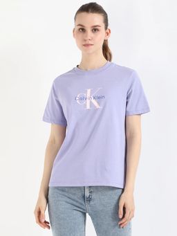 Calvin Klein - Purple Logo Regular Fit Cotton T-Shirt