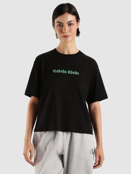Calvin Klein - Black Embroidered Logo Regular Fit Cotton T Shirt