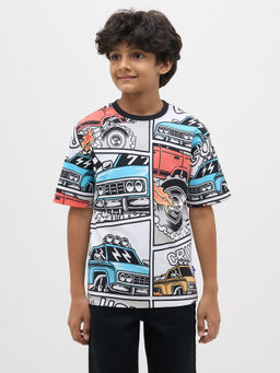 Jack & Jones Junior - Boys Abstract Print Regular Fit Multicolor T-Shirt