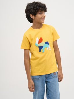 Jack & Jones Junior - Boys Embroidery Regular Fit Yellow T-Shirt