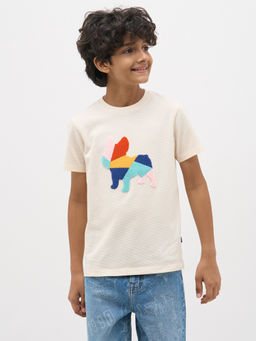 Jack & Jones Junior - Boys Embroidery Regular Fit Beige T-Shirt