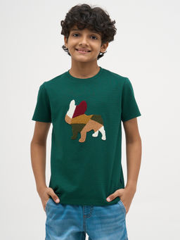Jack & Jones Junior - Boys Embroidery Regular Fit Green T-Shirt