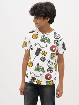 Jack & Jones Junior - Boys Graphic Print Regular Fit Multi Color T-Shirt