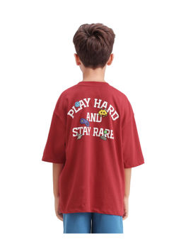 RARE ONES - Drake Red Cotton Solid Pull On Closure Oversized Fit T-Shirt