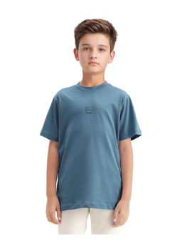 RARE ONES - Riho Dusky Blue Cotton Puff Print Regular Fit T-shirt