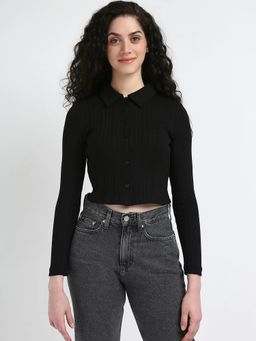 Calvin Klein - Black Textured Slim Fit Cotton Polo T-Shirt