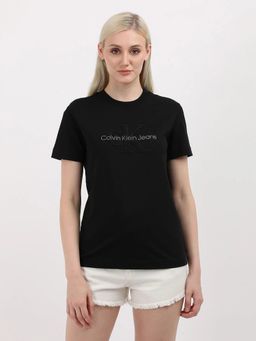 Calvin Klein - Black Embroidered Logo Regular Fit Cotton T-Shirt