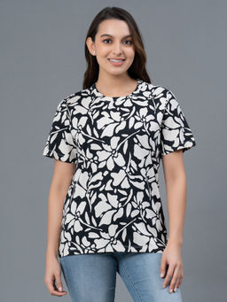 Mode by Red Tape - Multi Floral Pure Cotton Women T-Shirt