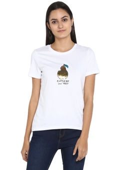 Mode by Red Tape - Women White Printed Pure Cotton T-Shirt