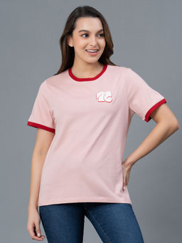 Mode by Red Tape - Pale Pink Graphic Pure Cotton Women T-Shirt