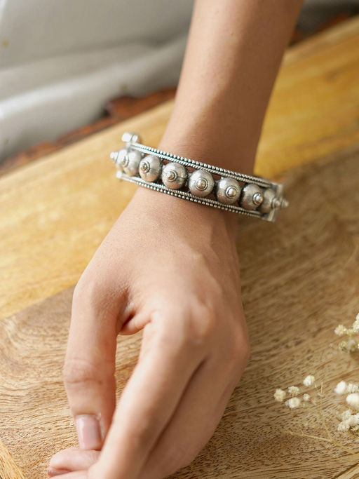 Teejh Sharmila Silver Oxidised Bangle for Women