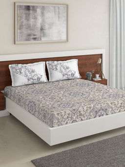 Ddecor Live Beautiful - DDECOR - Royalage 100% Cotton Double Bedsheet with 2 Pillow Covers, Gray