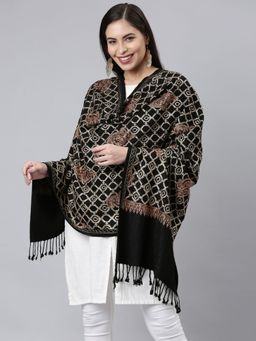 Pashmoda - Women Black Aari Embroidered Shawl
