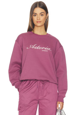 Astoria - Women's Oversized Fleece-Lined Logo Sweatshirt Mauve