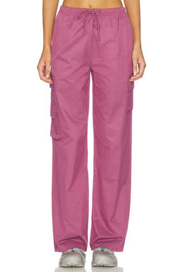 Astoria - Women's Drawstring Wide-Leg Cargo Trousers Mauve