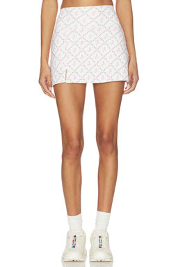 Astoria - Rose Lattice Women's Stretch Lined Mini Tennis Skirt Pink