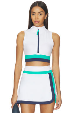 BEACH RIOT - Etta Women's Colorblock Half-Zip High Neck Crop Top Multi-Color