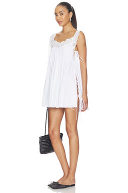 Caroline Constas - Lucilla Women's Lace Trim Side Tie Mini Dress White