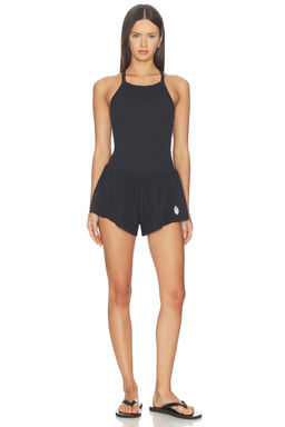 Free People - FP Movement Women's Ribbed Racer Back Cut-Out Playsuit Black