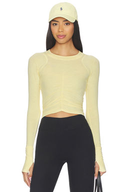Free People - FP Movement Women's Ruched Full Sleeve Crop Top Yellow