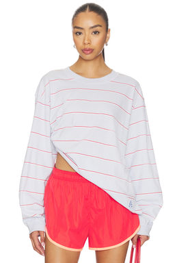 Free People - FP Movement Women's Striped Crew Neck Long Sleeve Top Blue