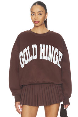 Gold Hinge - Logo Graphic Women's Fleece-Lined Crew Neck Sweatshirt Brown