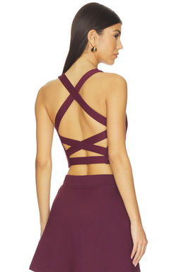 Gold Hinge - Criss Cross Back Women's Sleeveless Cut-Out Tank Top Burgundy