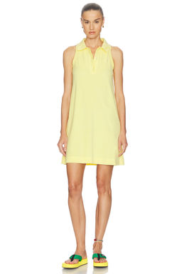 Hunza G - Towelling Tennis Women's Sleeveless Polo Neck Mini Dress Yellow