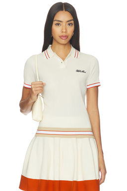 Khalhon - Varsity Tipped Women's Rib Knit Polo T-shirt Off White