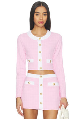 L'AGENCE - Adaline Swim Women's Button-Front Crop Cardigan Pink