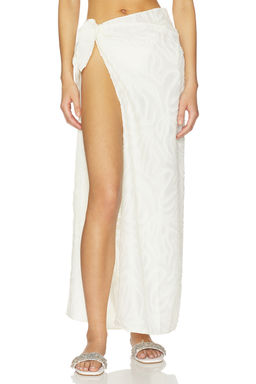 La Porte - Flyn Women's Semi-Sheer Side Tie Wrap Maxi Swim Cover-Up Off White