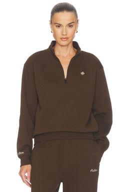Malbon - Delilah Diamond Women's Fleece-Lined Half-Zip Sweatshirt Brown