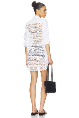 PQ - Lace Millie Women's Sheer Tie-Up Tunic Dress White
