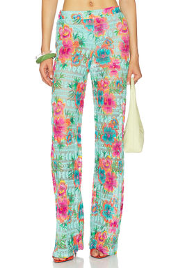 PQ - Meg Women's High-Waist Pull-On Palazzo Pants Aqua