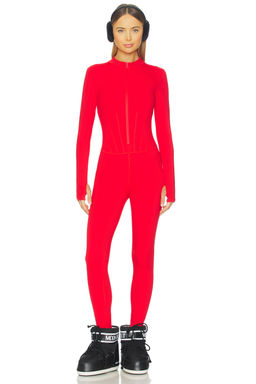 Rudsak - High Stretch Women's Mock Neck Zip Front Jumpsuit Red