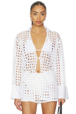 Solid & Striped - Jaclyn Women's Sheer Eyelet Tie-Up Tunic White