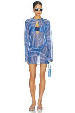 Shani Shemer - Catherine Women's Sheer Cut-Out Mesh Mini Dress Indigo