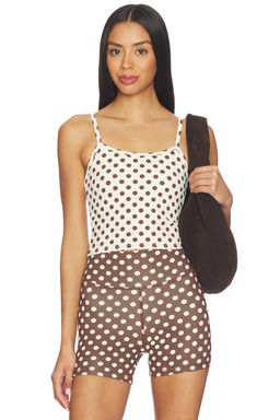 STRUT-THIS - Winnie Women's Polka Dot Cropped Tank Top Brown