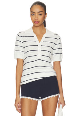 Varley - Wren Knit Women's Striped Button Polo T-shirt White