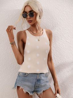 Oh Rare - Polka-Dot Slim-Fitting Sexy Backless Women's Knitwear Camisole