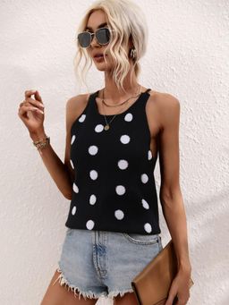 Oh Rare - Polka-Dot Slim-Fitting Sexy Backless Women's Knitwear Camisole