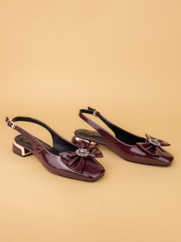 Alberto Torresi - Elegant Maroon Patent Slingback Sandal Heels
