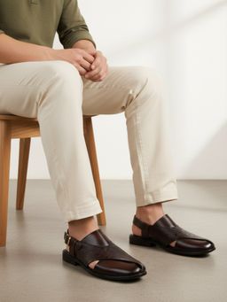 ATESBER - Mens Brown Casual Solid Round Toe Sandals