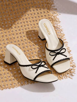 Toprico - Bow White Sandal Heels
