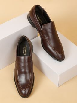 Teakwood - Men Brown Solid Leather Slip-On Formal Loafers