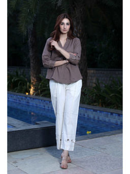 NUCHIC - Women White Bumaro Traveler Top with Pant