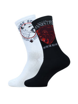 Balenzia - X GAME OF THRONES Crew Socks for Men White & Black (Pack of 2)