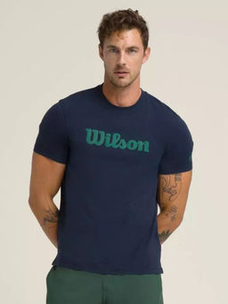 Wilson - Men Navy Blue Logo Half Sleeves Regular Fit T-shirt