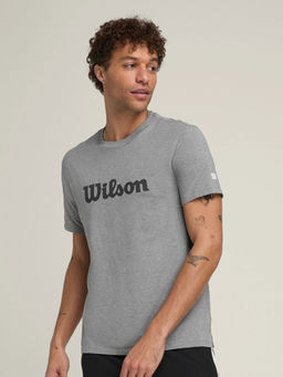 Wilson - Men Grey Logo Half Sleeves Regular Fit T-shirt